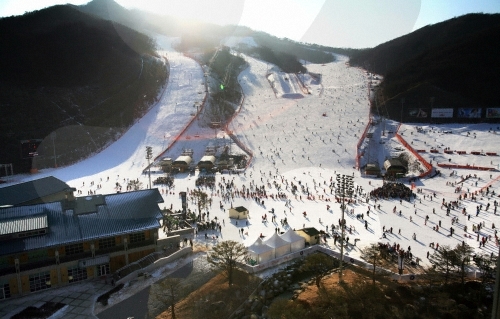 韩国的冬天，滑雪场风景(1)