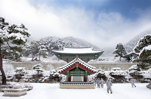Wintery Temple Scene