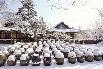 Kimchi pots in snow