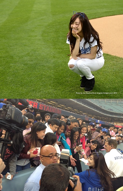 <em>少女时代</em>Tiffany洛杉矶棒球<em>开球</em>:韩国旅游官方