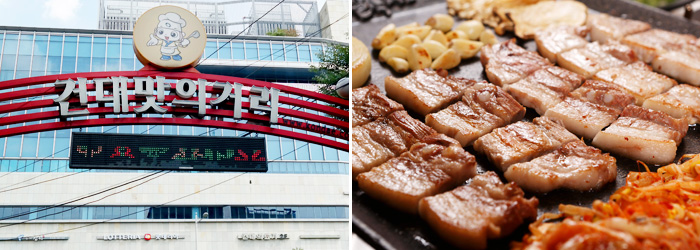 聚集各种饭店的建大美食街