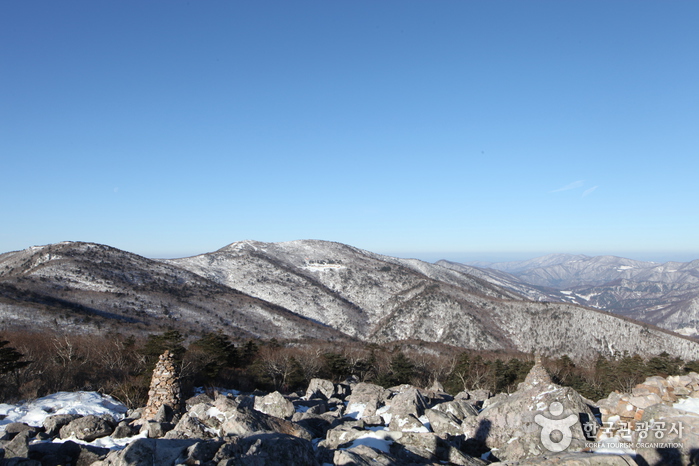 문수봉에서 바라본 태백산 능선