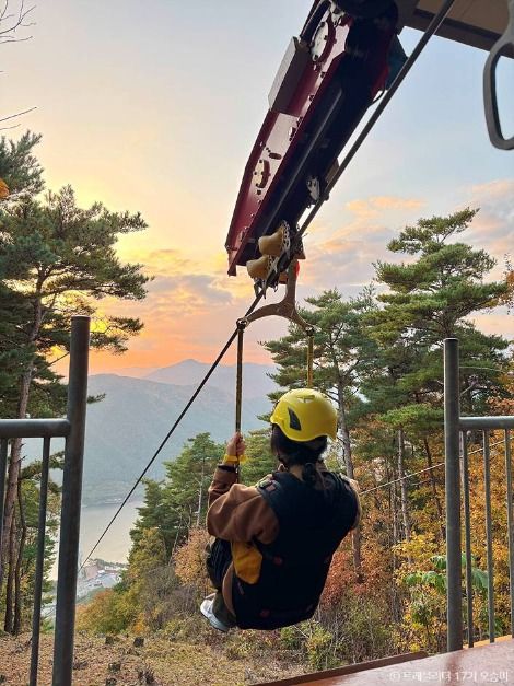 보현산댐 짚와이어