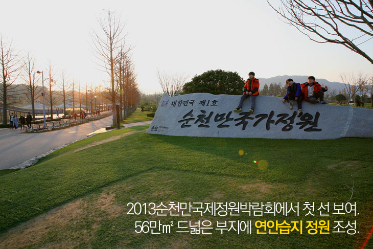2013순천만국제정원박람회에서 첫 선보여, 56만㎡ 드넓은 부지에 연안습지 정원 조성.