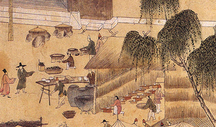 宣廟朝諸宰慶壽宴圖(朝鮮時代宴會的畫作，可一窺當時的宮廷料理)
