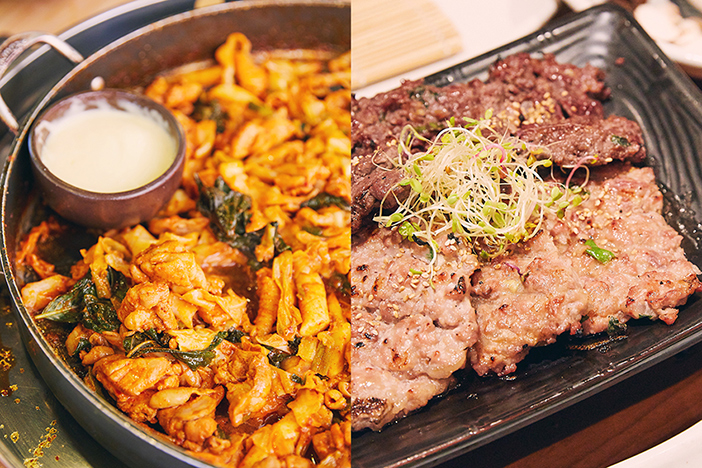 (左)加平炒鸡排, (右)潭阳牛肉饼