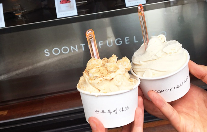 (en haut) Glace Gelato Sundubu, (en bas) Chodangdubu
