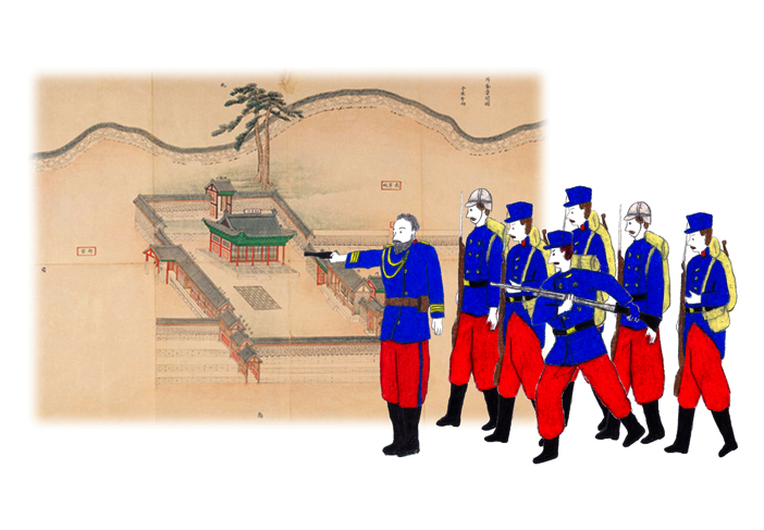 《江华府宫殿图》（1888）中的外奎章阁插画，来源：王室图书馆外奎章阁