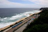 Beautiful Sea Train Arriving at Jeongdongjin Station