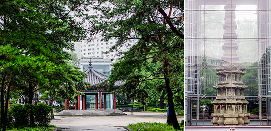 Photo: Tapgol Park (left) / Ten-storey Stone Pagoda at Wongaksa Temple (right)
