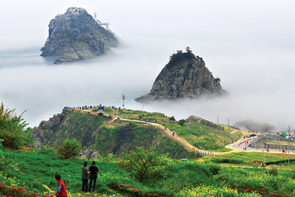 浓雾弥漫的釜山五六岛.