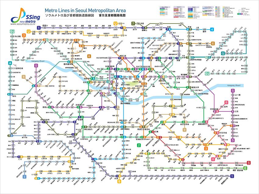 首都圈地铁路线图(图片来源: 首尔metro)