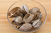 100g clams （2 cups water, 1 tsp salt）, 2 liters water