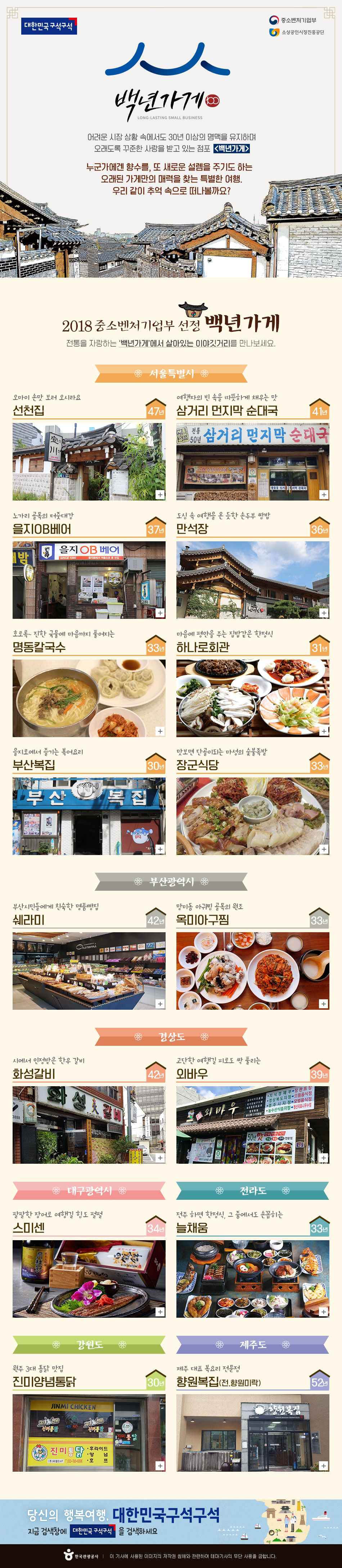 오래된 가게 만의 매력을 찾는 특별한 여행, '백년가게'로 떠나요.