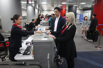 Стойка регистрации в Городском терминале аэропорта на станции Сеульский вокзал 