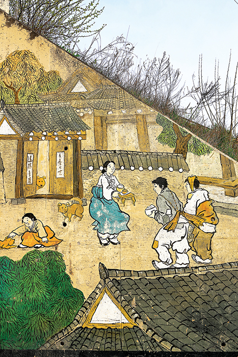 100년 전 삼강주막의 풍경을 그린 그림