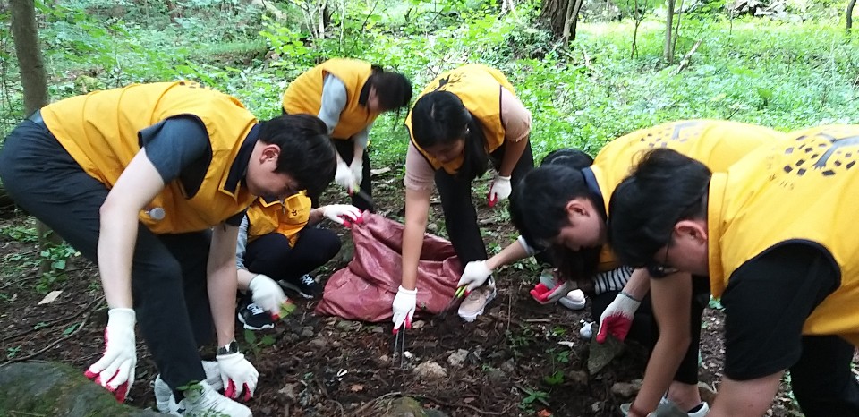 [큰이미지]국립공원 내 쓰레기를 줍는 봉사자들