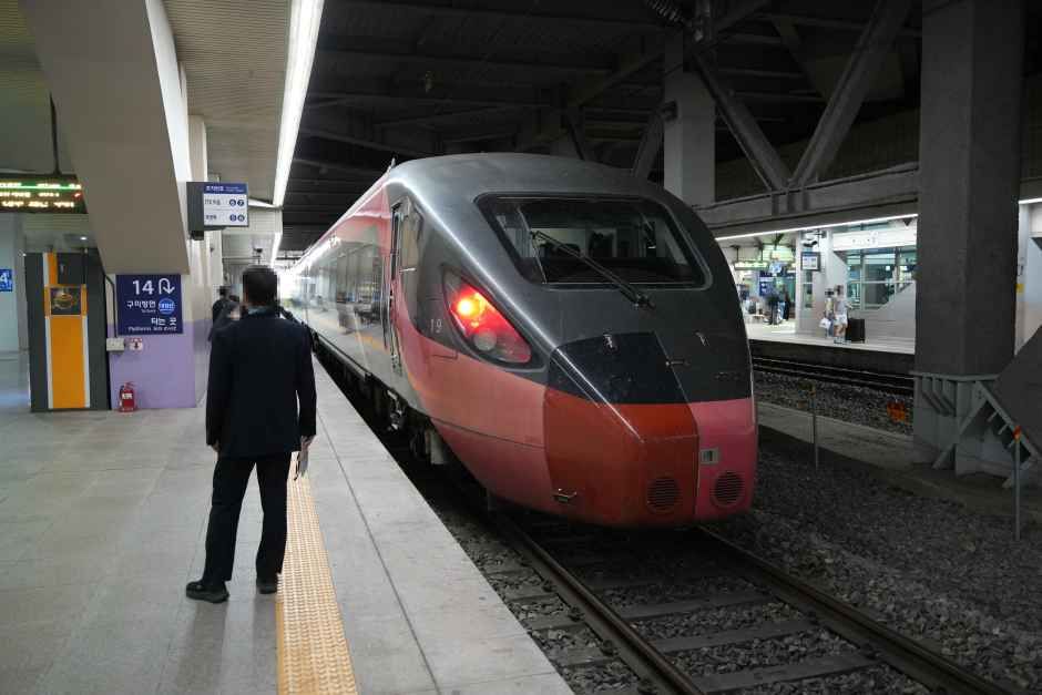 様々な列車が乗り入れる東大邱駅