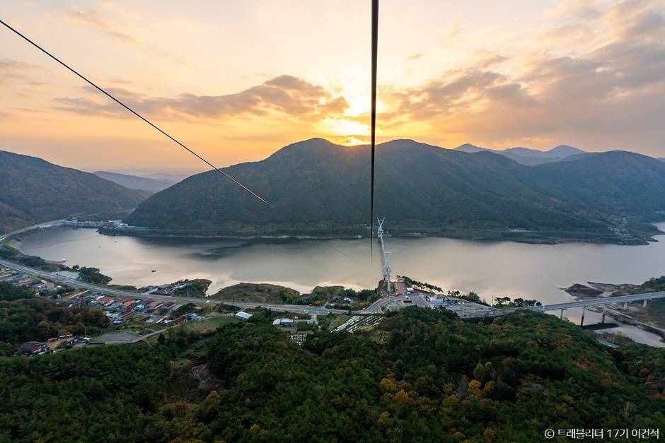 보현산댐 짚와이어