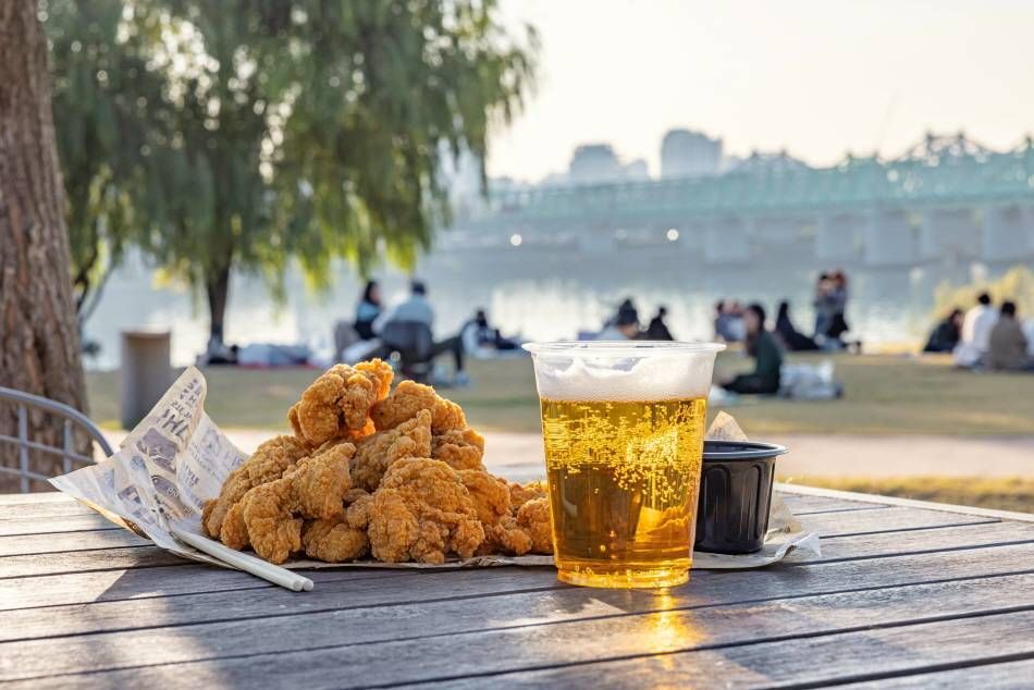 漢江公園でビール＆フライドチキン・チメクで乾杯！ 