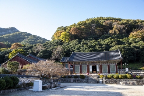 秋天的禪雲寺景色和流經寺院的兜率河