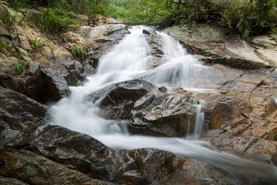 Paysage estival du mont Cheonggyesan et son ruisseau limpide