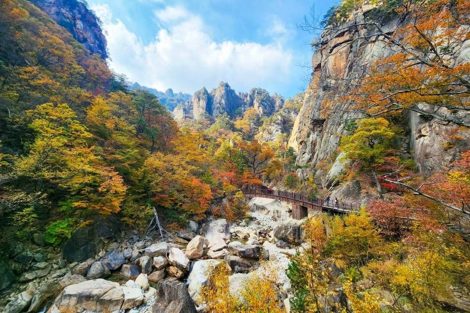 紅葉が美しい雪岳山国立公園にある鋳銭谷