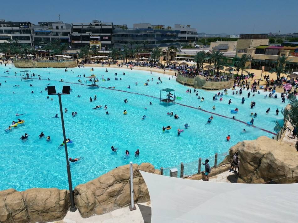 Visitors enjoying water activities