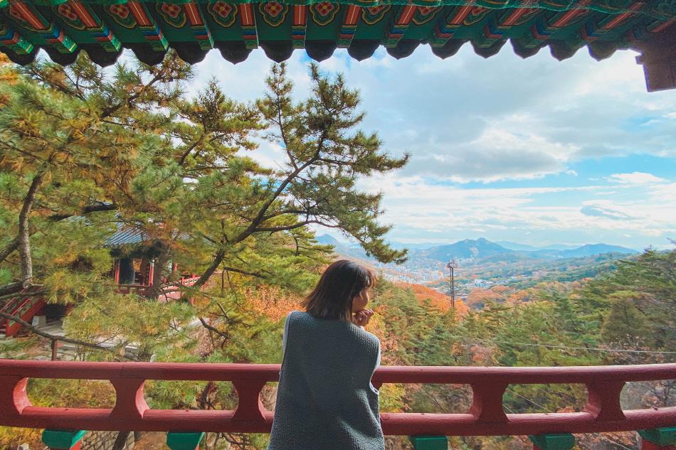 金仙寺の宿坊から眺めるソウル中心部の風景