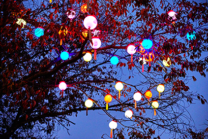 Temple Beopjusa et feuillage d&rsquo;automne &agrave; Songnisan (en haut), Songnisan (en bas)